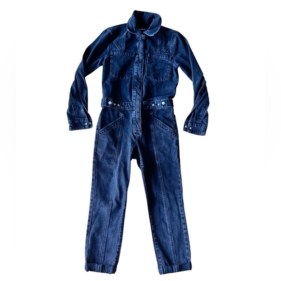 Blank NYC Small Black Denim Jumpsuit Zip Up Jeans Long Sleeve Collared - Picture 1 of 10
